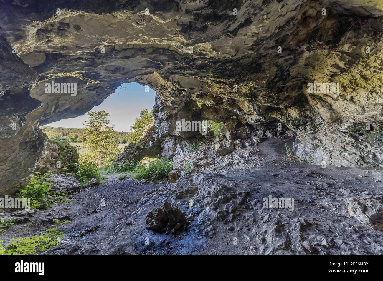 Bocksteinhoehle, UNESCO World Heritage Site, part of the Caves and Ice Age Art of the Swabian Alb World Heritage Site, Rammingen, Baden-Wuerttemberg Stock Photo