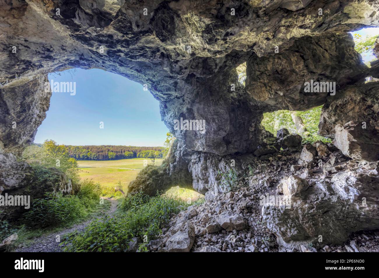 Bocksteinhoehle, UNESCO World Heritage Site, part of the Caves and Ice Age Art of the Swabian Alb World Heritage Site, Rammingen, Baden-Wuerttemberg Stock Photo