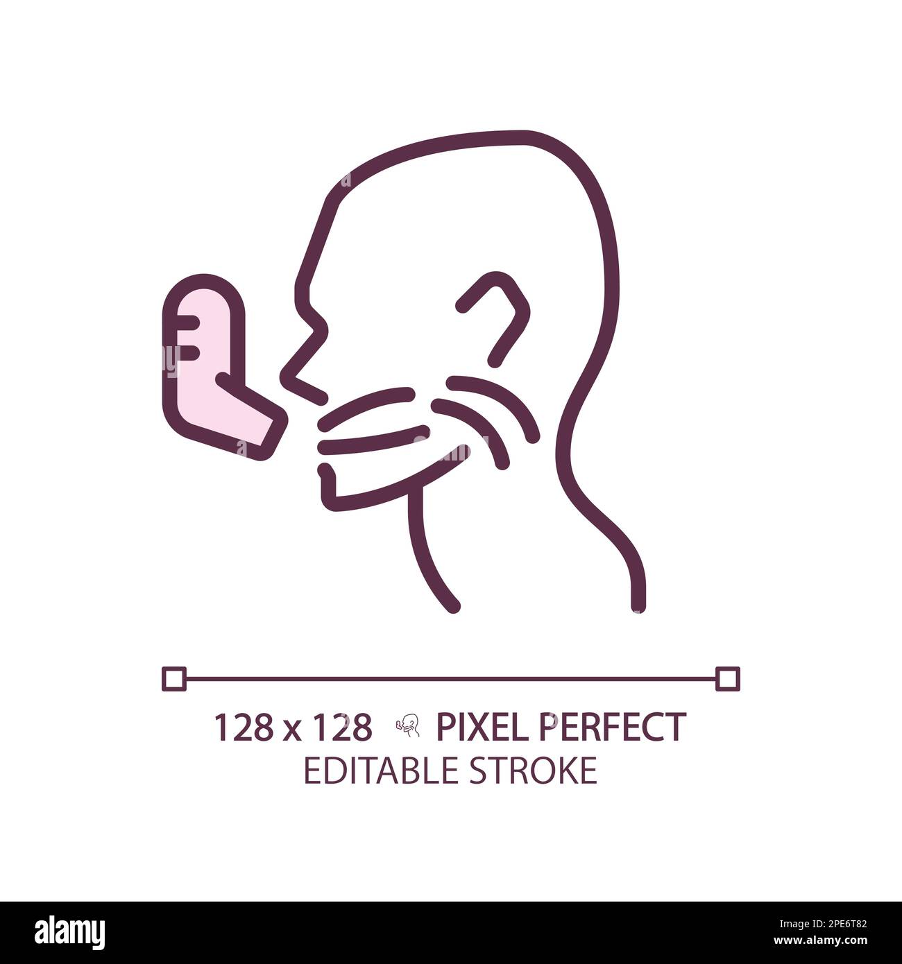 Asthma pixel perfect RGB color linear icon Stock Vector