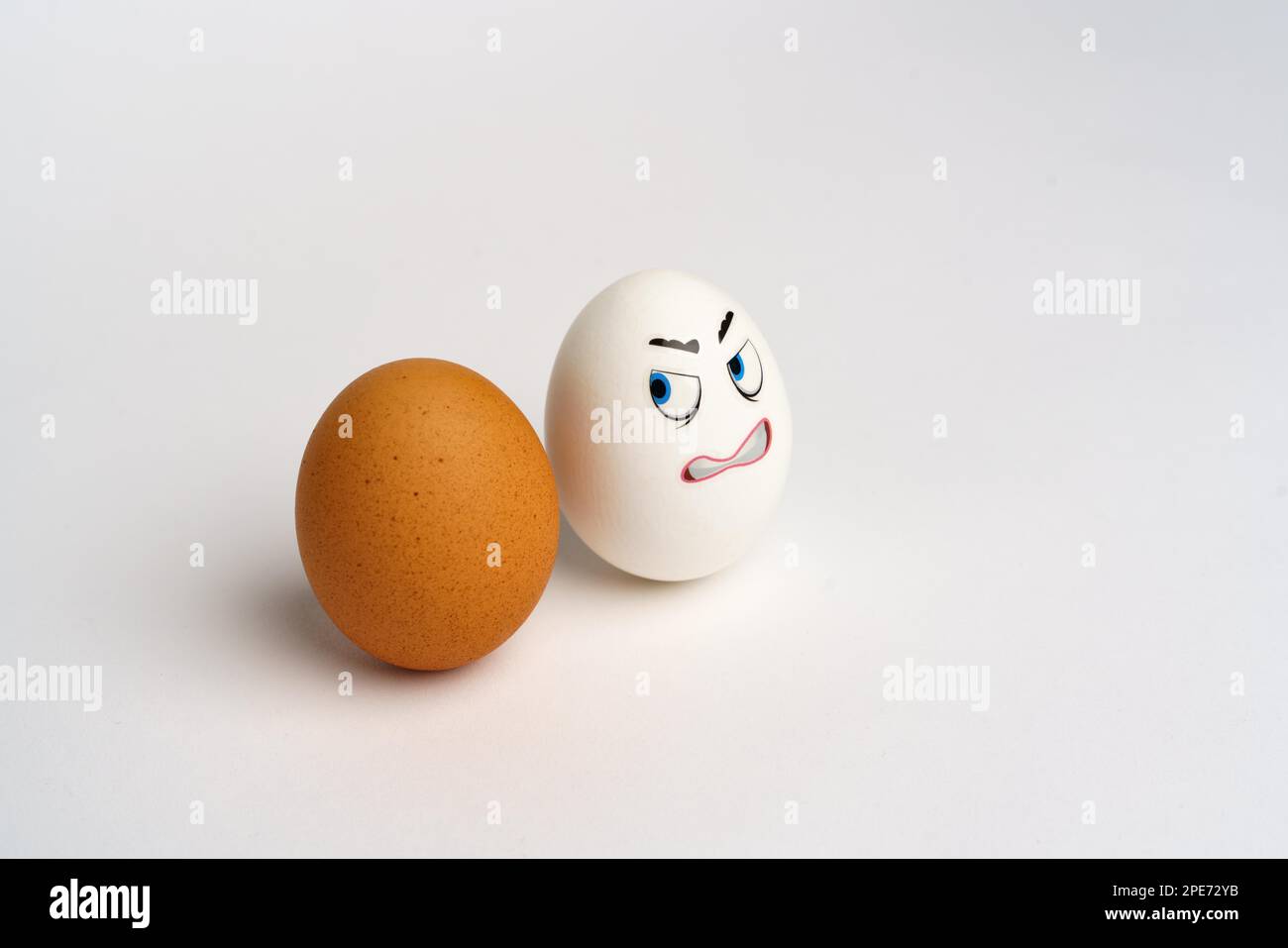 Funny Eggs. Faces on the eggs Eggs Smiles. Studio Stock Photo