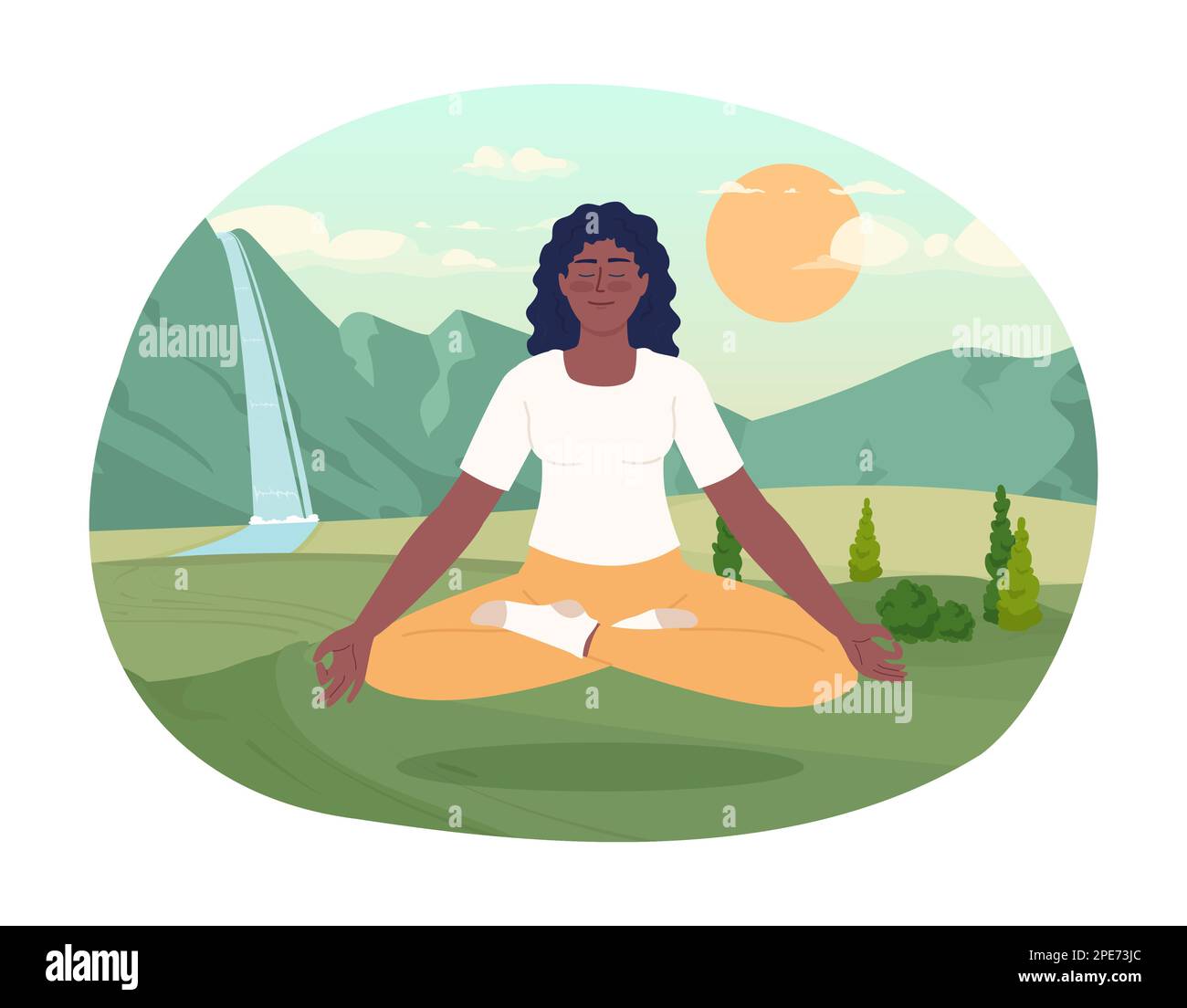 Meditation 2D vector isolated spot illustration Stock Vector