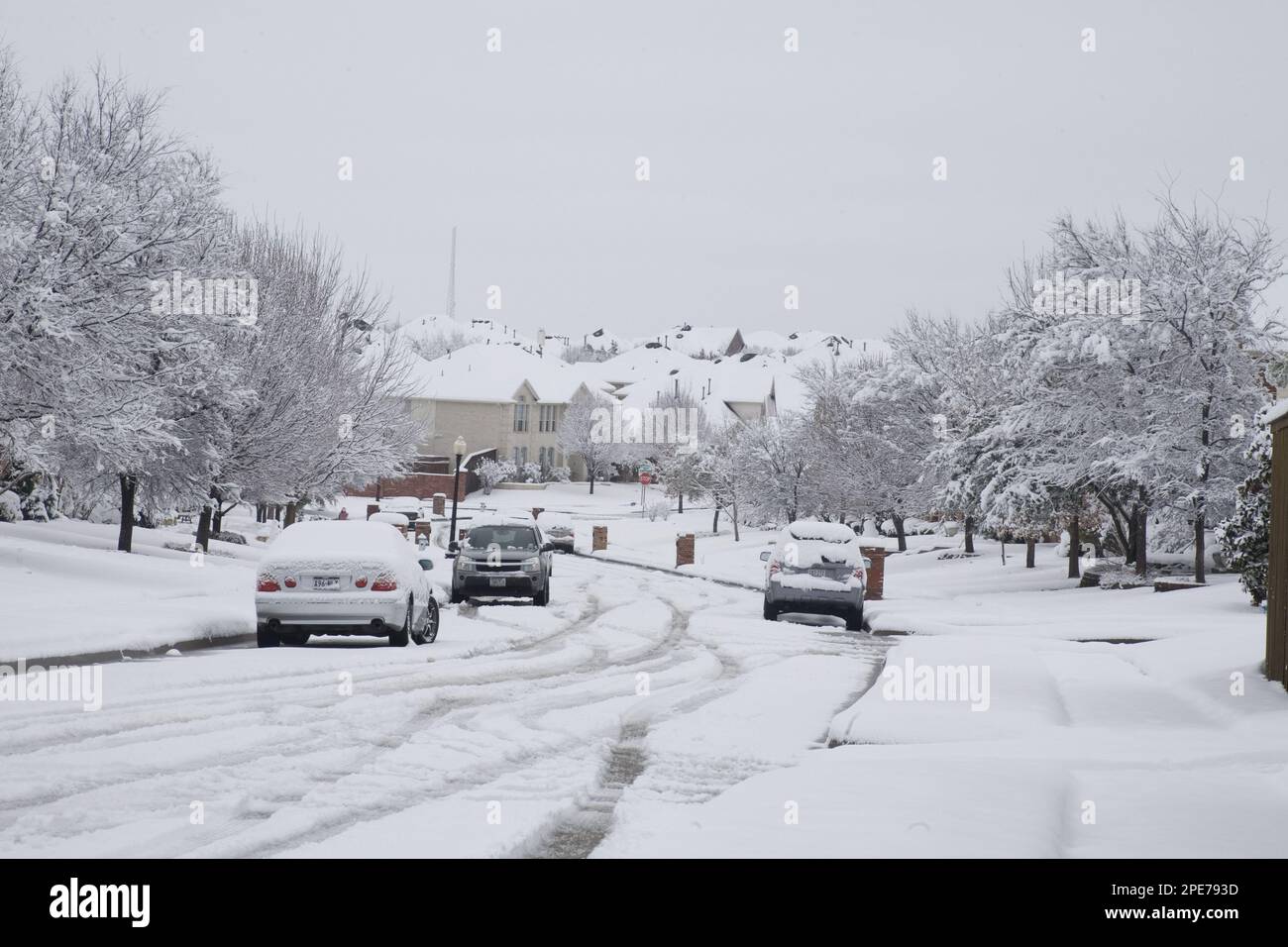 Heavy wet snowfall covering city streets, second heaviest snowfall in