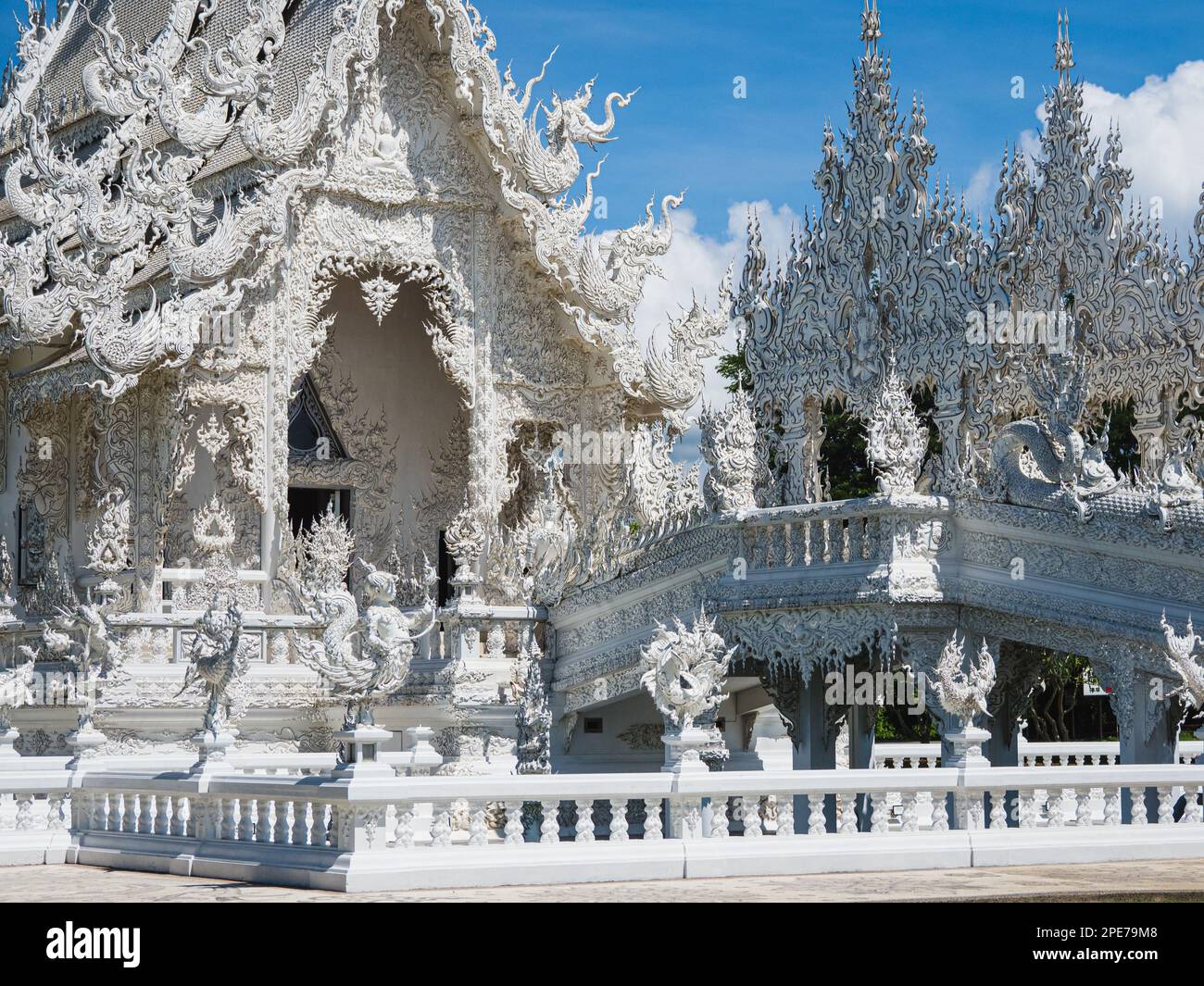 A beautiful Wat Rong Khun White Temple in Chiang Rai, Thailand Stock ...