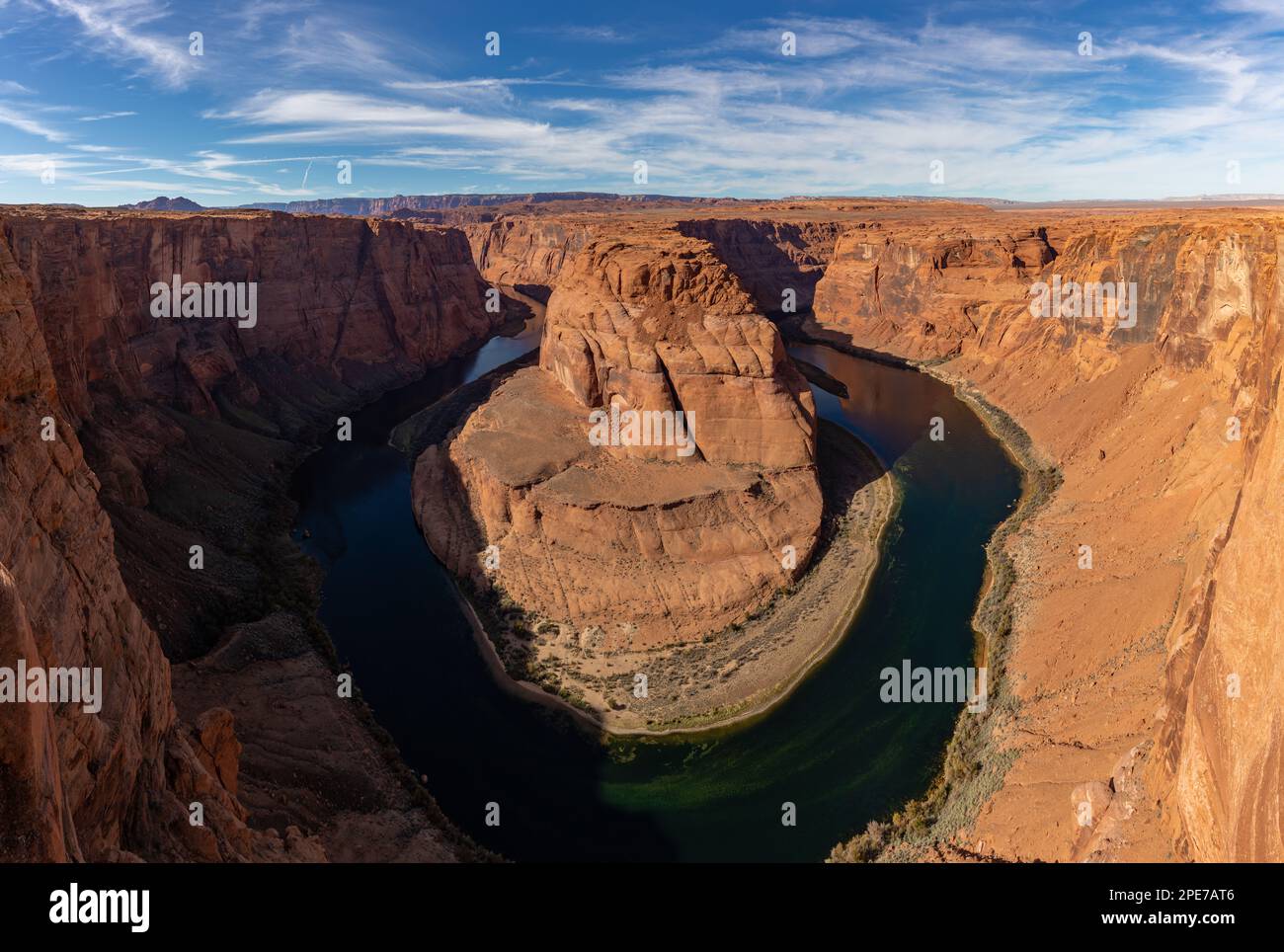 A picture of the Colorado River and the Grand Canyon landscape on the Horseshoe Bend. Stock Photo