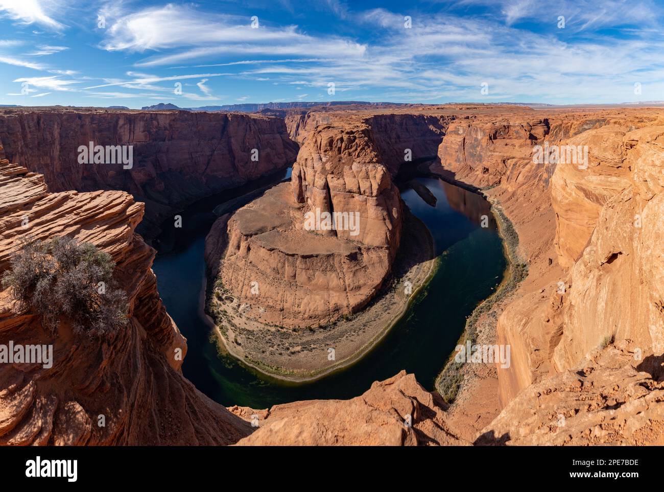 A picture of the Colorado River and the Grand Canyon landscape on the Horseshoe Bend. Stock Photo