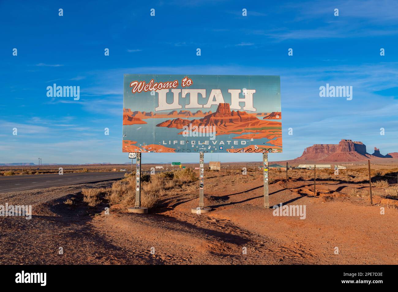 A picture of the Welcome to Utah state sign. Stock Photo