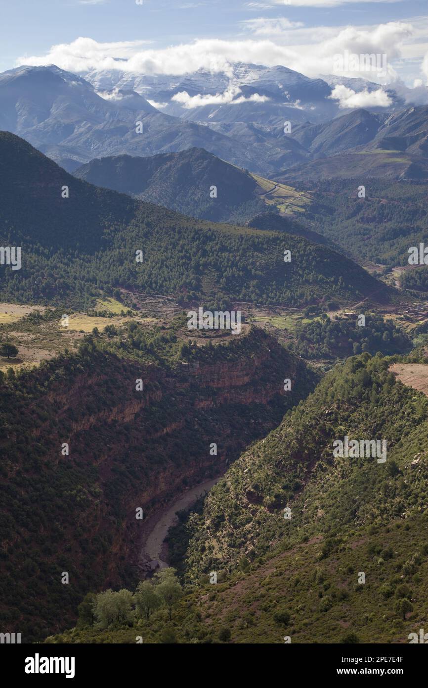 View of mountains and river gorge, High Atlas, Morocco Stock Photo - Alamy