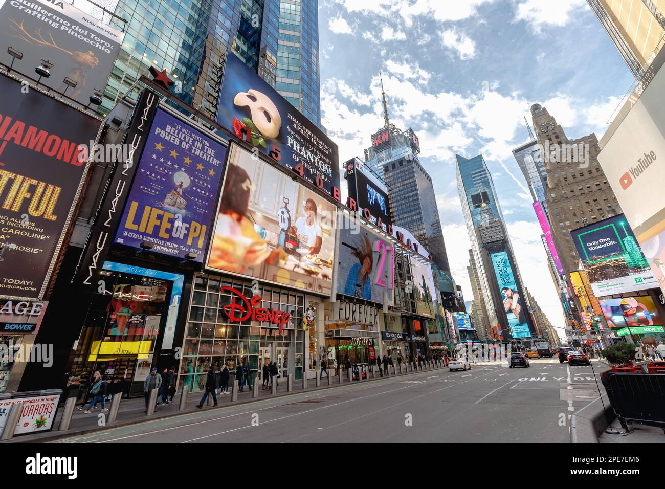 New York, Manhattan, USA February 15, 2023 View of Times Square with
