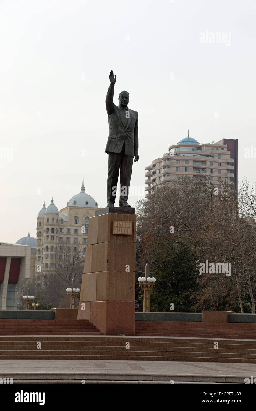 Heydar Aliyev Monument erected in 2005 in Baku Stock Photo