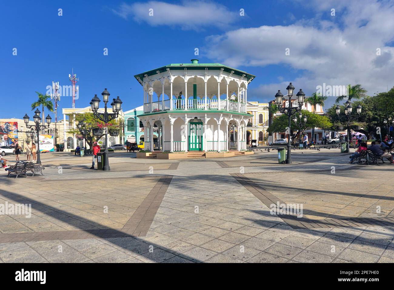 Pavilion in Parque Independenzia in Centro Historico, Old Town of Puerto Plata, Dominican Republic, Caribbean, Central America Stock Photo