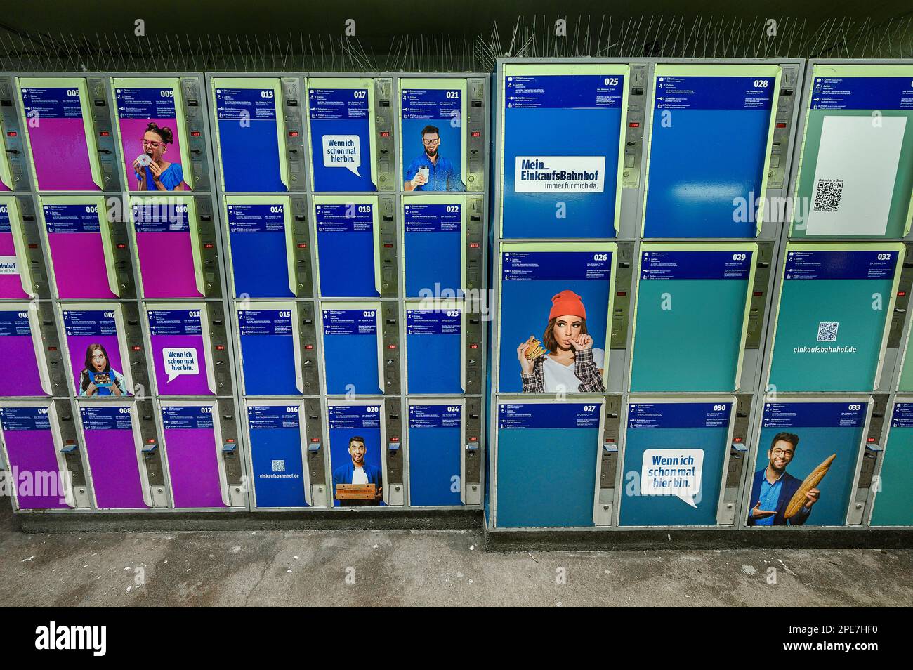 Lockers, Central Station, Kempten, Allgaeu, Bavaria, Germany Stock