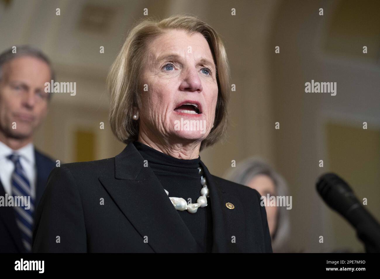 Washington, United States. 14th Mar, 2020. Republican Conference Vice Chairwoman Shelley Moore Capito, R-WV, speaks during a press conference after weekly caucus luncheons at the U.S. Capitol in Washington, DC on Wednesday, March 15, 2023. Photo by Bonnie Cash/UPI Credit: UPI/Alamy Live News Stock Photo