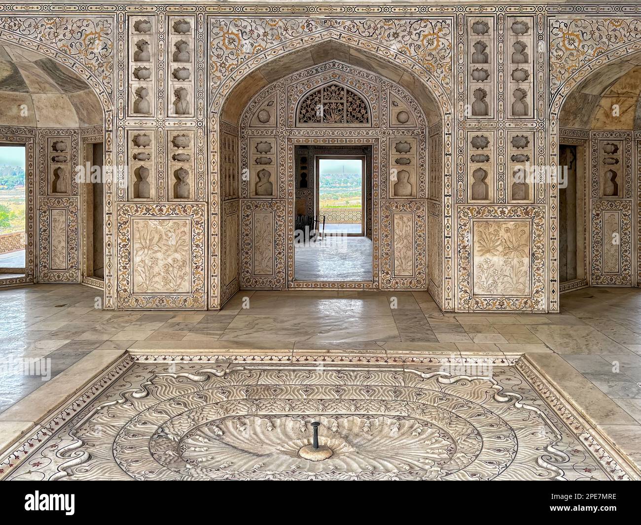 The interior of the Musamman Burj, an octagonal multi story tower ...