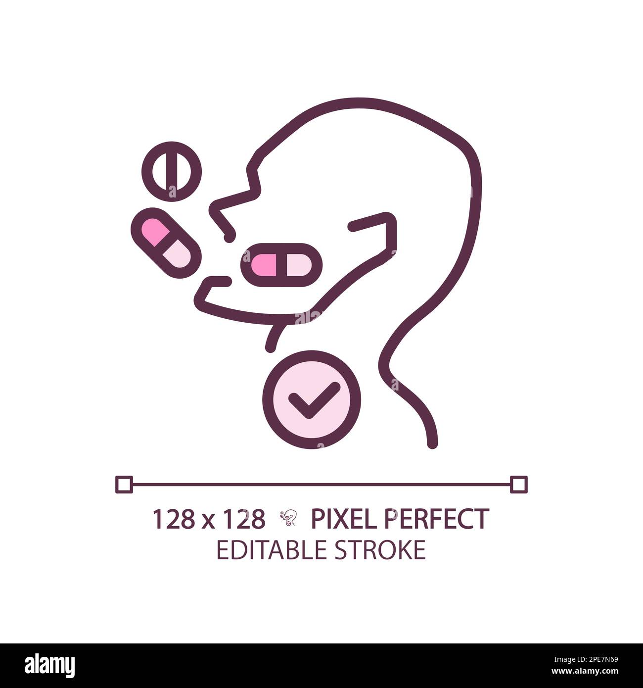 Take medication pixel perfect RGB color linear icon Stock Vector