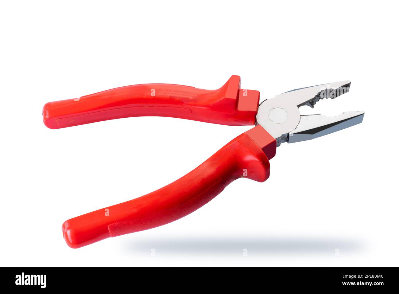 Pliers with red handles isolated on white with clipping path included