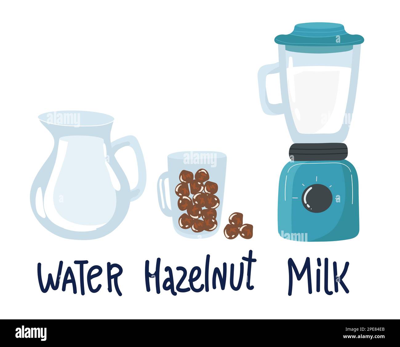 Vegan hazelnut milk in glass bottle, alternative non dairy drink