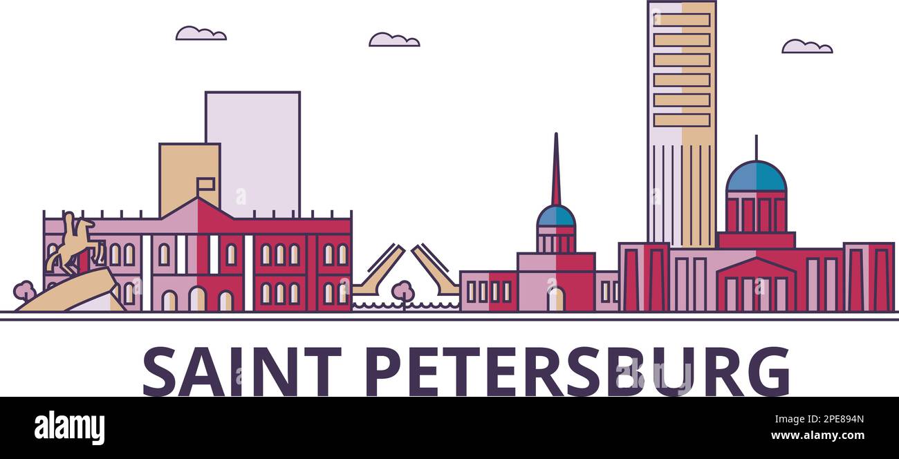 Russia, Saint Petersburg City tourism landmarks, vector city travel illustration Stock Vector