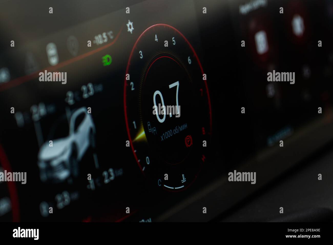 Modern car dashboard with speedometer, tachometer. Car dashboard. Car