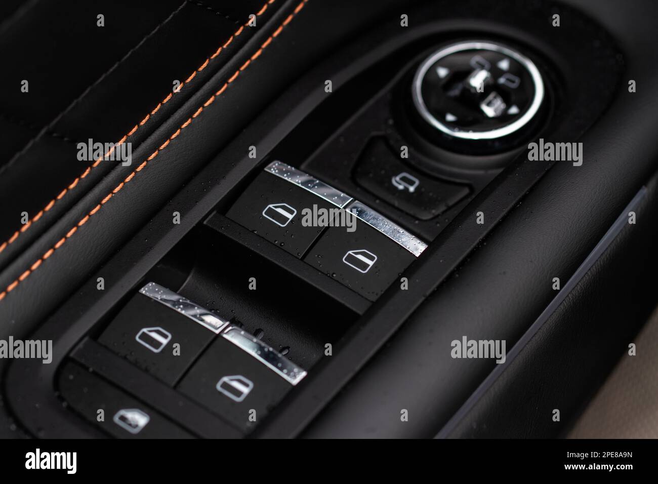 Car window control panel. Automatic power window up and down button