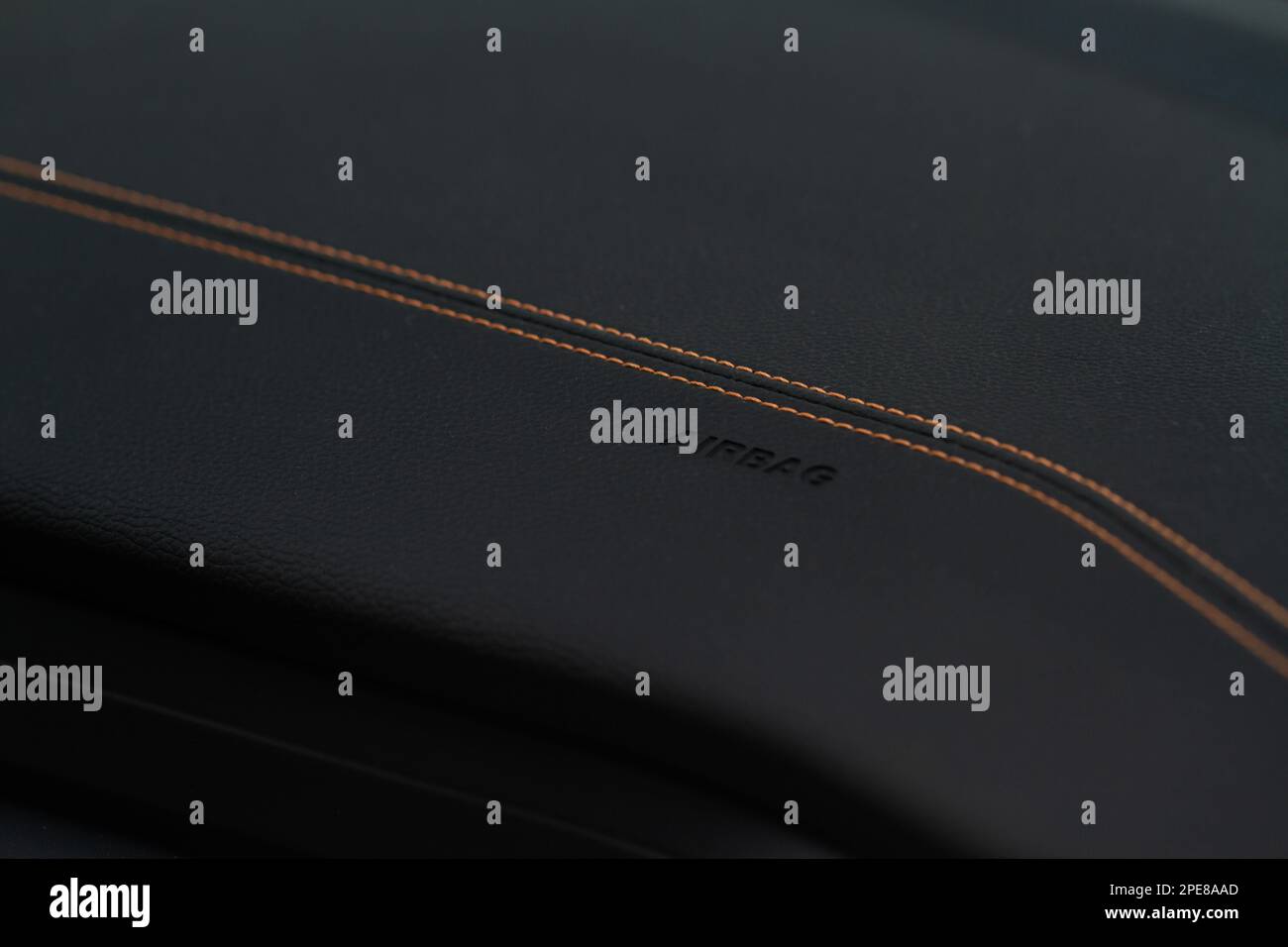 Safety airbag sign on car. Car airbag closeup. Airbag safety system