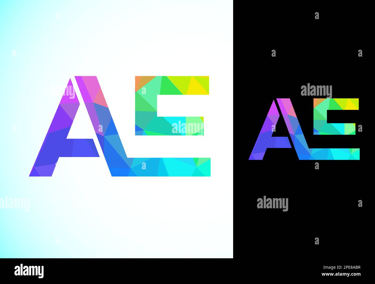 Polygonal Letter A E Logo Design Vector Template. Low Poly Graphic ...