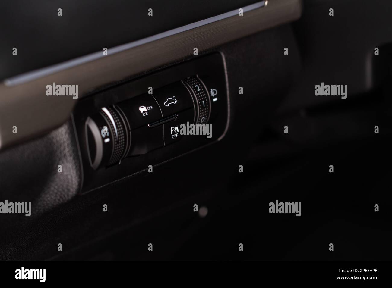 Parking assistance switch. Modern car electronic safety systems