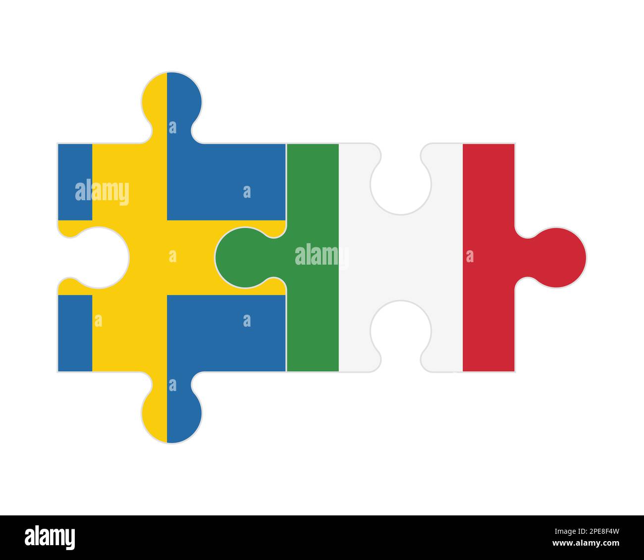 Connected puzzle of flags of Sweden and Italy, vector Stock Vector