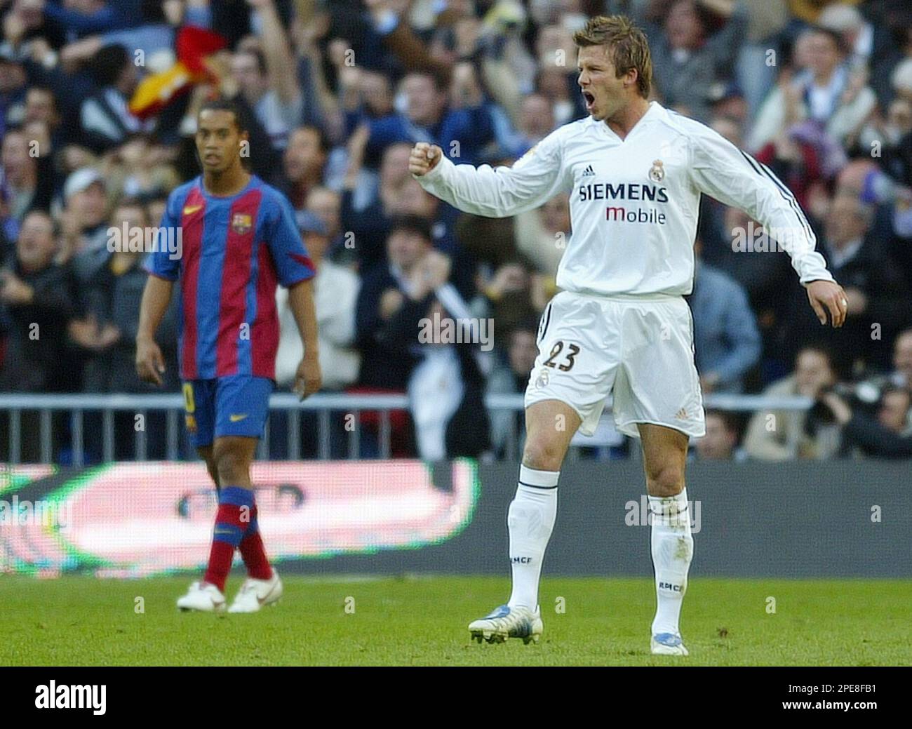 Real Madrid's player David Beckham, from England, right