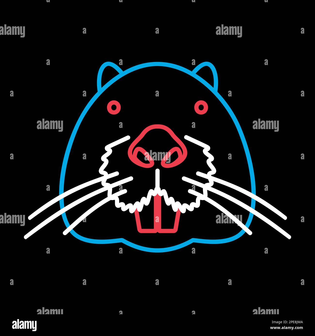 Otter beaver on black background icon. Animal head vector. Agriculture