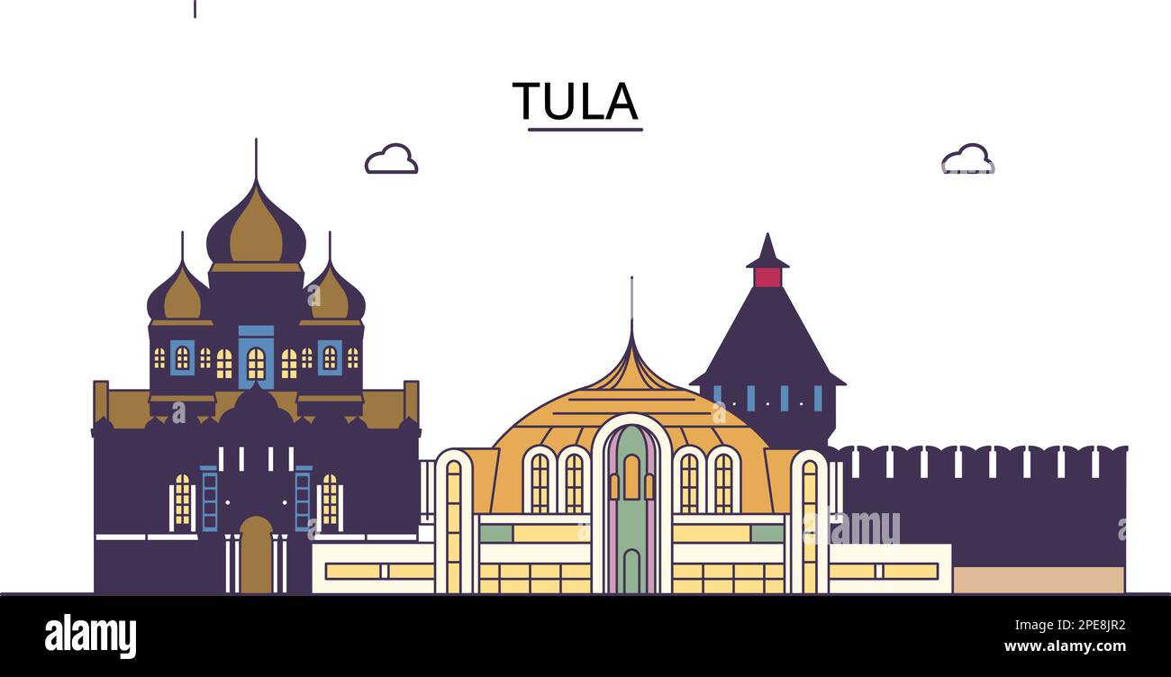 Russia, Tula tourism landmarks, vector city travel illustration Stock ...