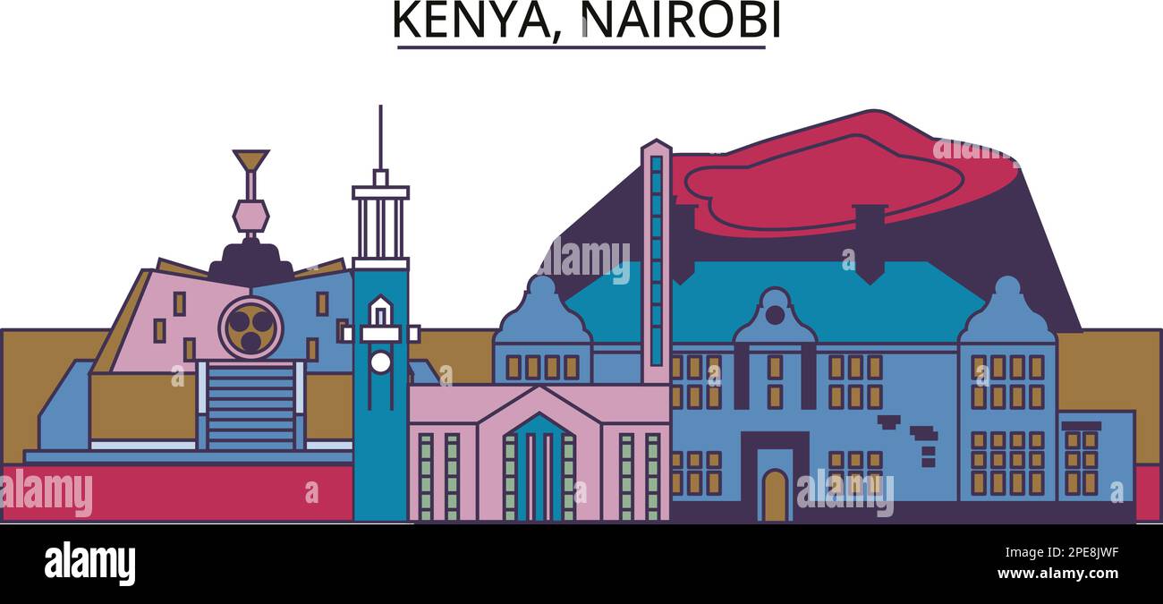 Kenya, Nairobi tourism landmarks, vector city travel illustration Stock Vector