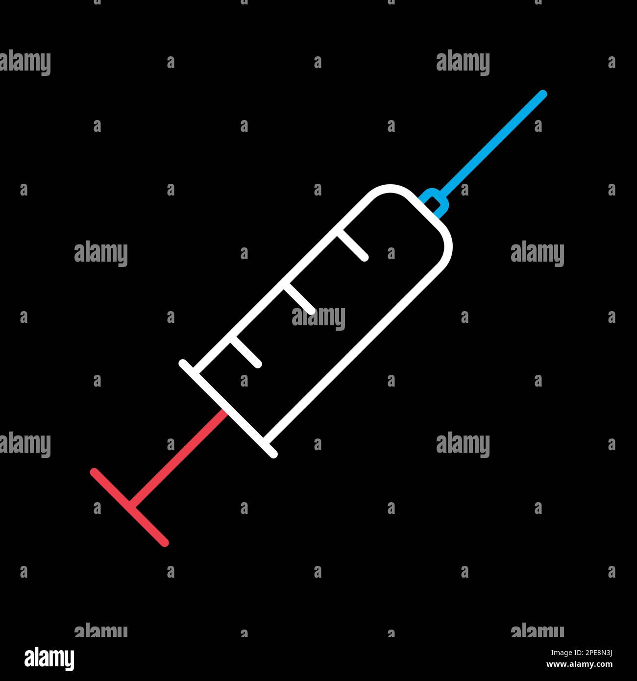 Syringe vector icon on black background. Medical sign. Graph symbol for ...