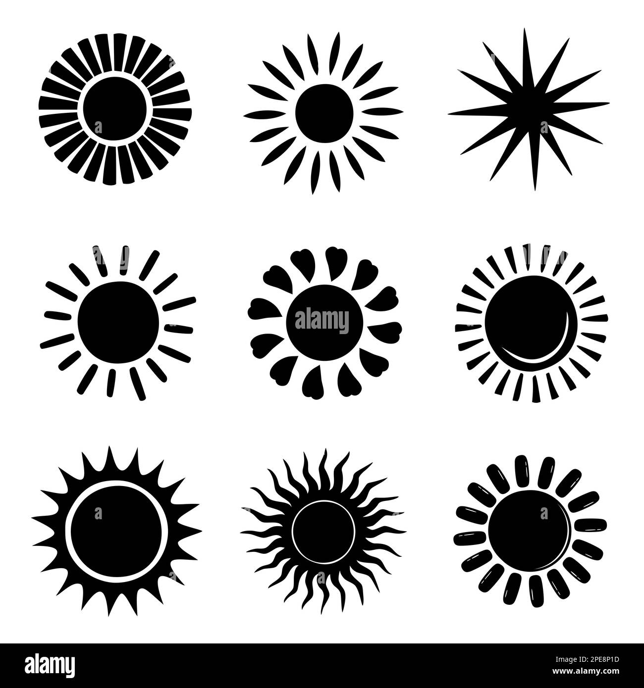 Sun icon set clipart. Vector flat design. Sun collection stars for use ...