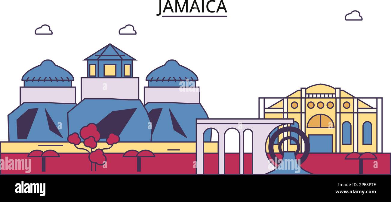 Jamaica tourism landmarks, vector city travel illustration Stock Vector