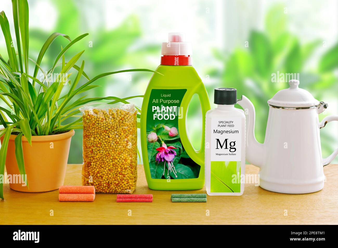 Different indoor fertilizers fertiliser sticks or spikes, granules