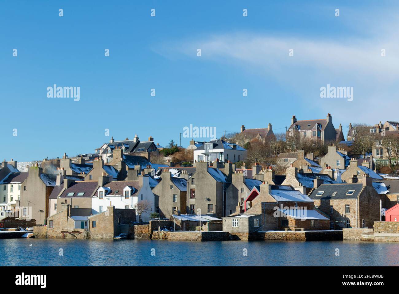 Houses along Stromness waterfront, Orkney Isles Stock Photo