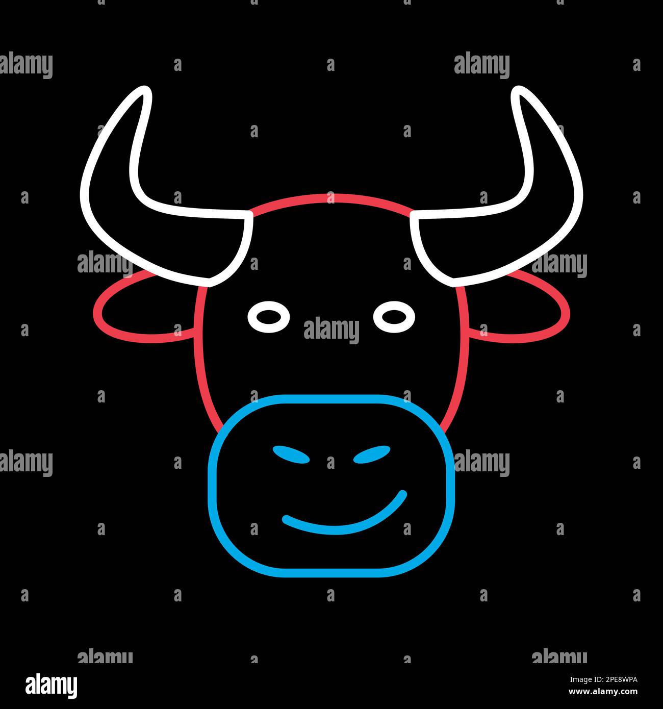 Bull on black background icon. Farm animal vector illustration ...