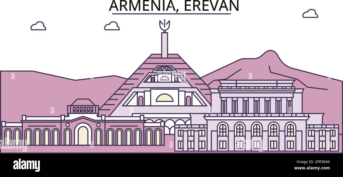 Armenia, Erevan tourism landmarks, vector city travel illustration Stock Vector
