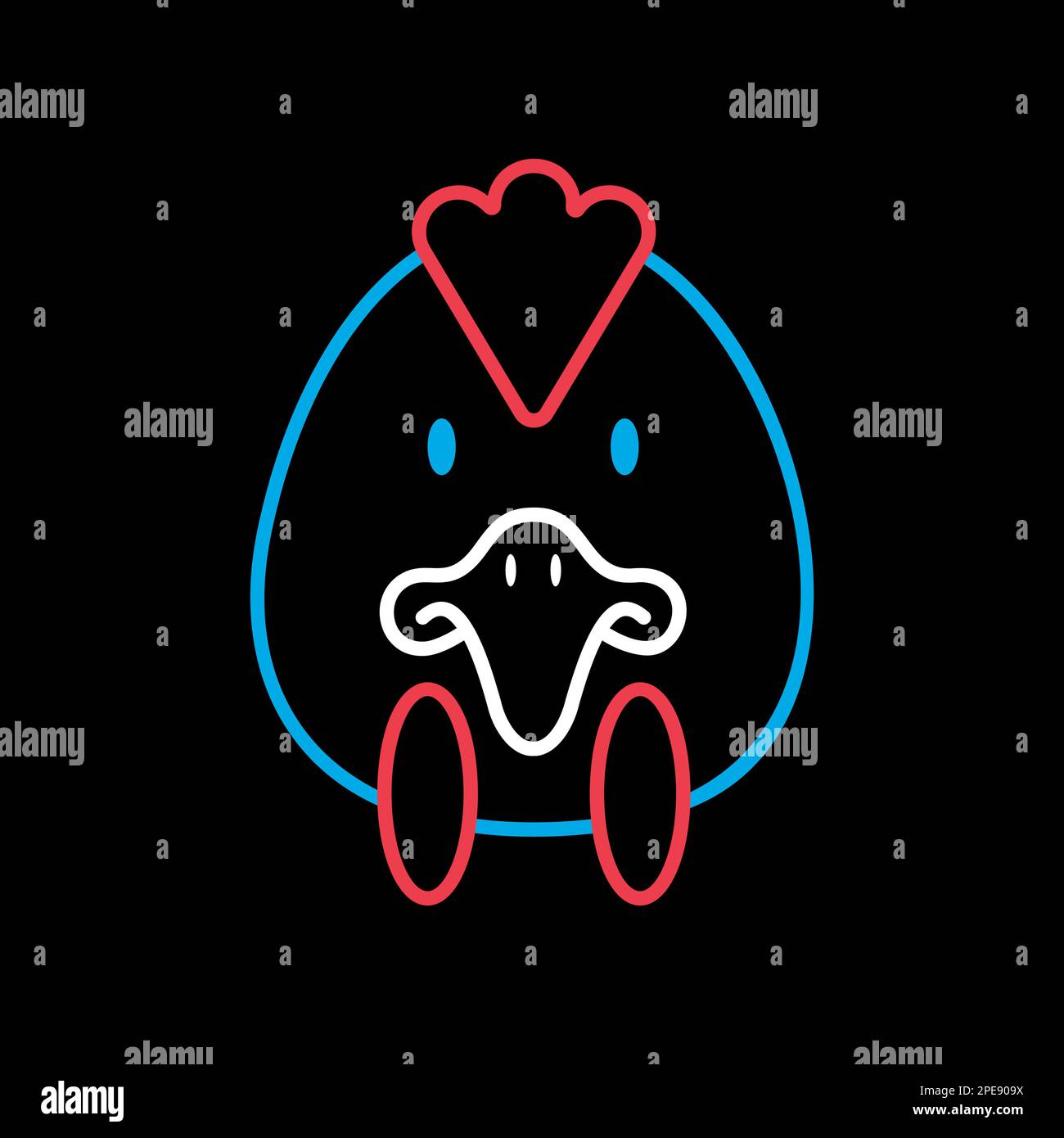 Chicken on black background icon. Animal head vector illustration ...