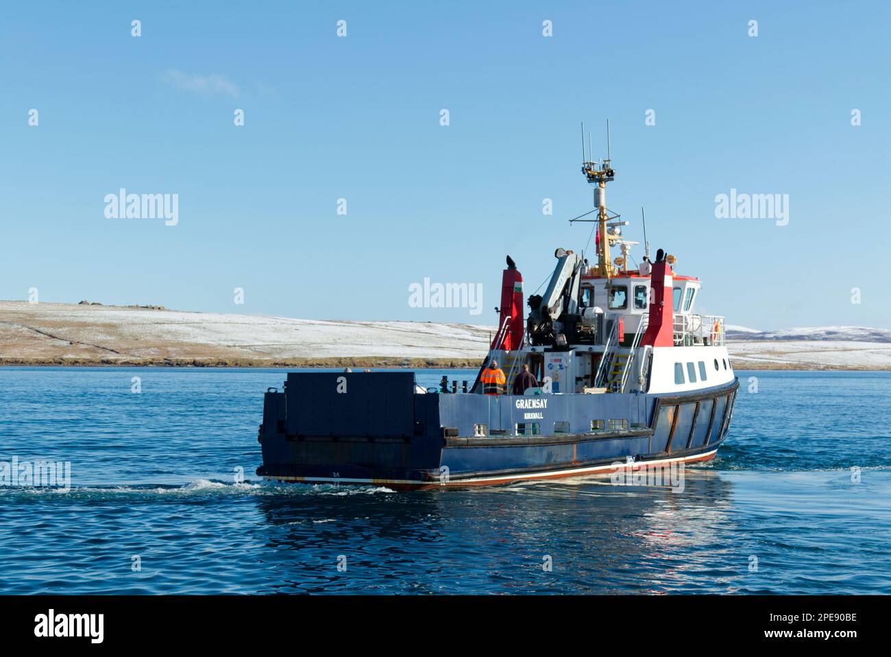 Passenger ferry from Moeness on Hoy to Graemsay, Orkney Islands Stock Photo