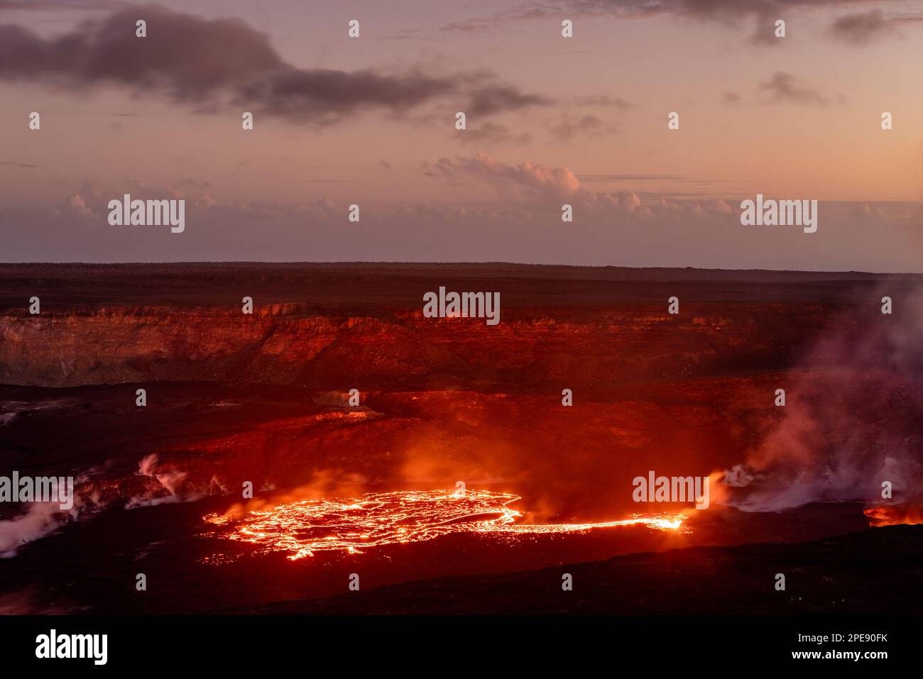 Flowing lava in the Kilaueu Caldera in Hawai'i Volcanoes National Park