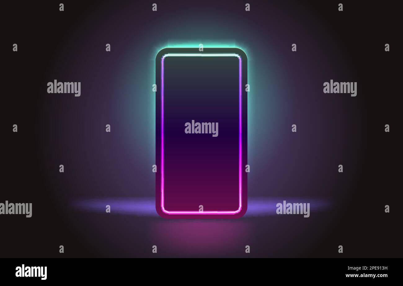 Smartphone mobile screen, technology mobile display light. Vector