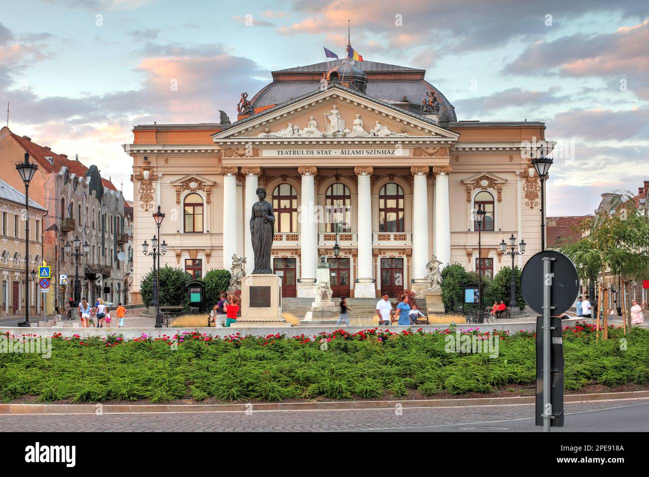 Recently rennovate State Theatre in Oradea, Romania, building originally dating from 1900 in Piata Ferdinand (Ferdinand Square) Stock Photo