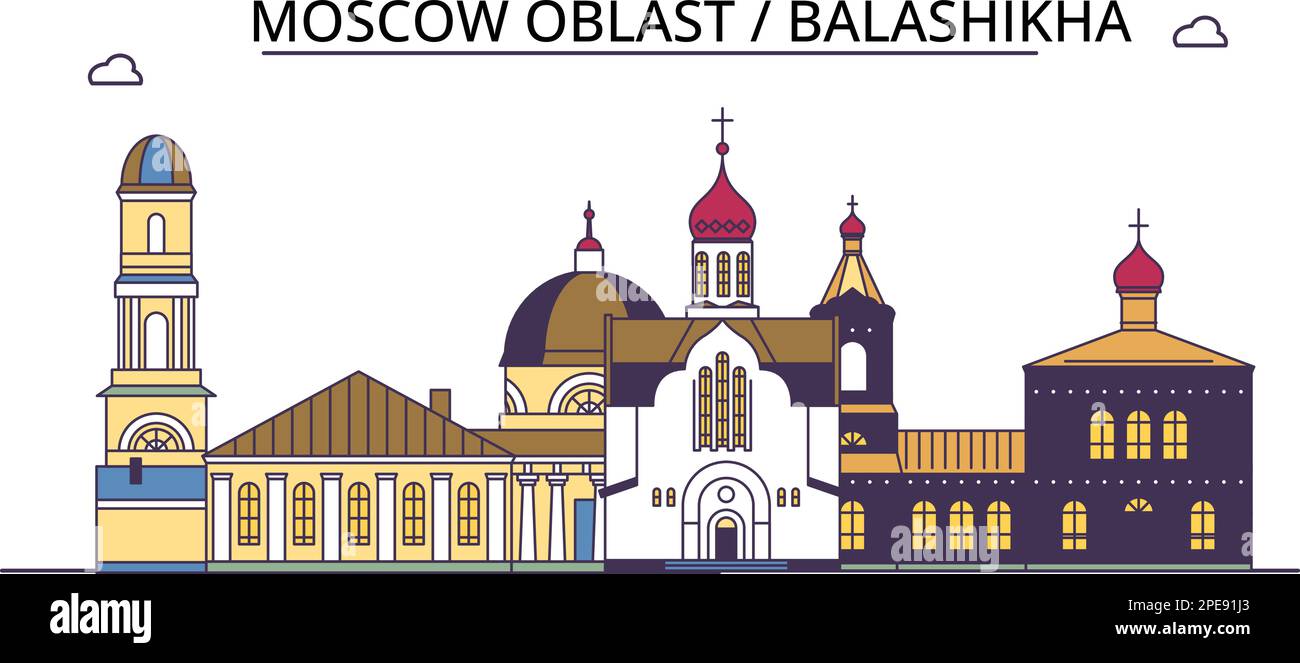 Russia, Balashikha tourism landmarks, vector city travel illustration Stock Vector