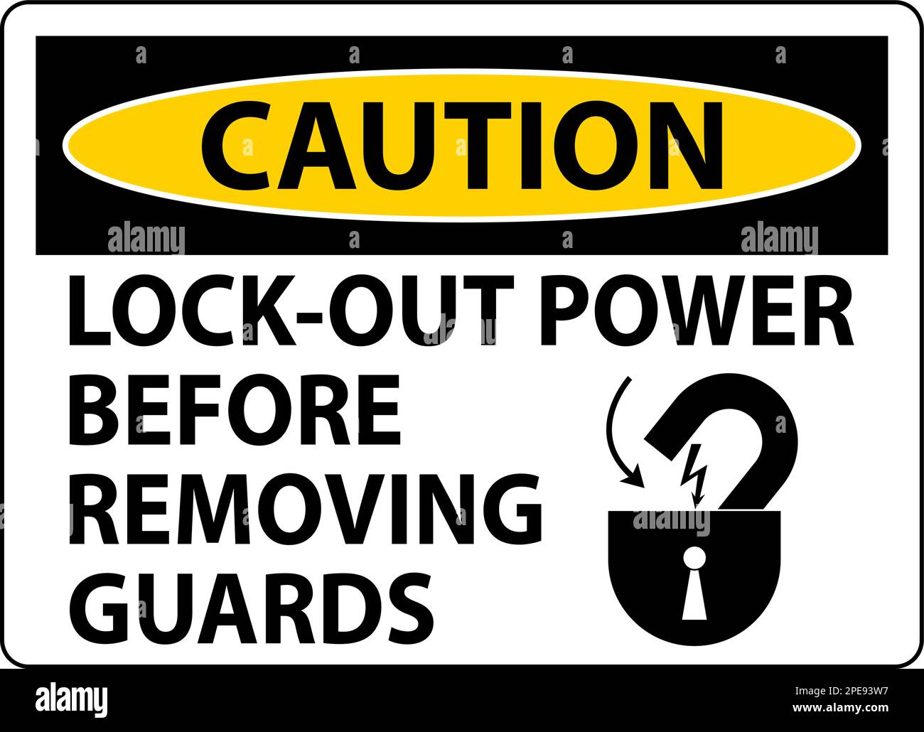 Caution LockOut Power Label On White Background Stock Vector Image