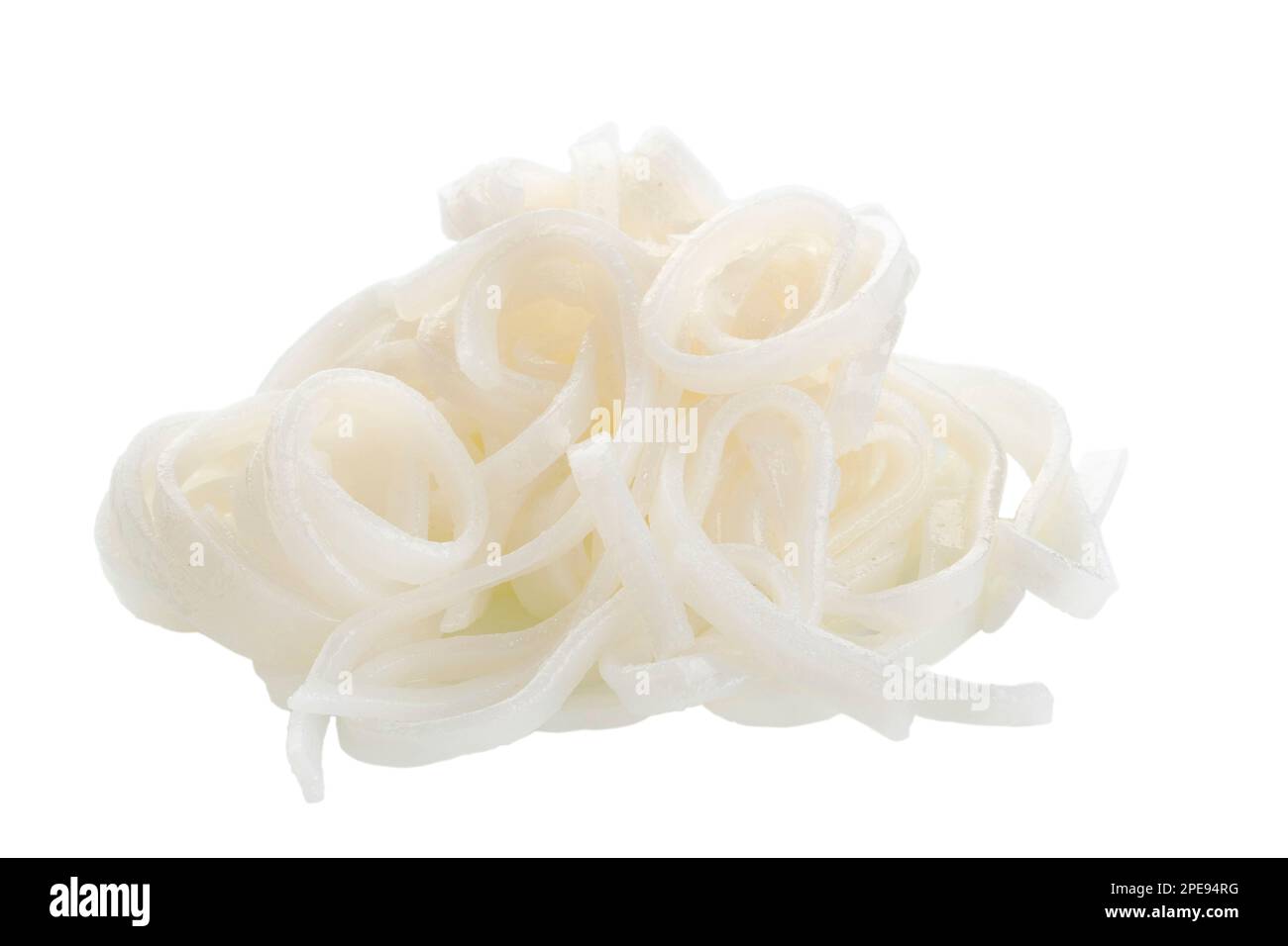 White rice noodles cooked, isolated on a white background Stock Photo
