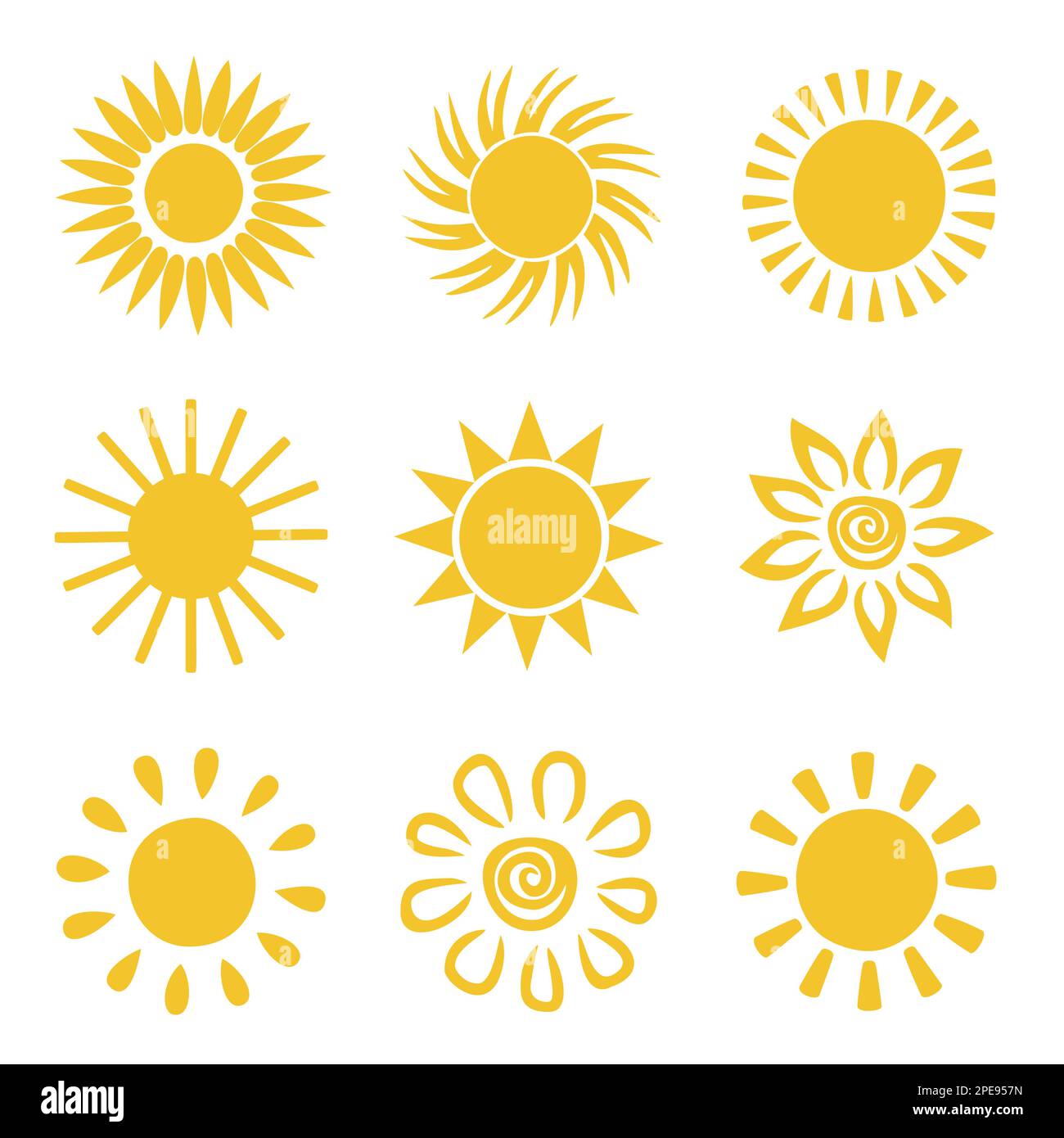 Sun icon set clipart. Vector flat design. Sun collection stars for use ...