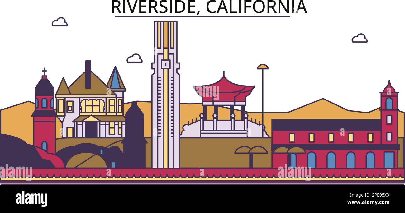 United States, Riverside tourism landmarks, vector city travel