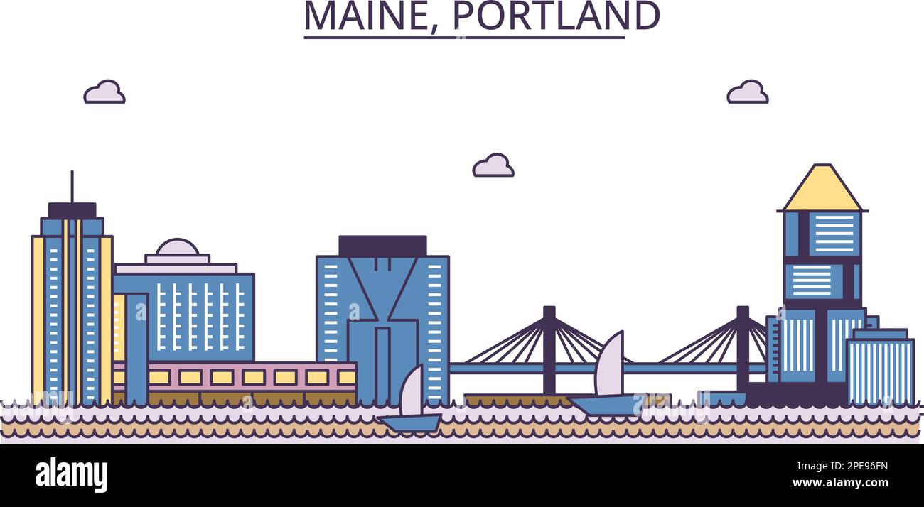 United States Portland City tourism - United States Portland City Tourism Landmarks Vector City Travel Illustration 2PE96FN