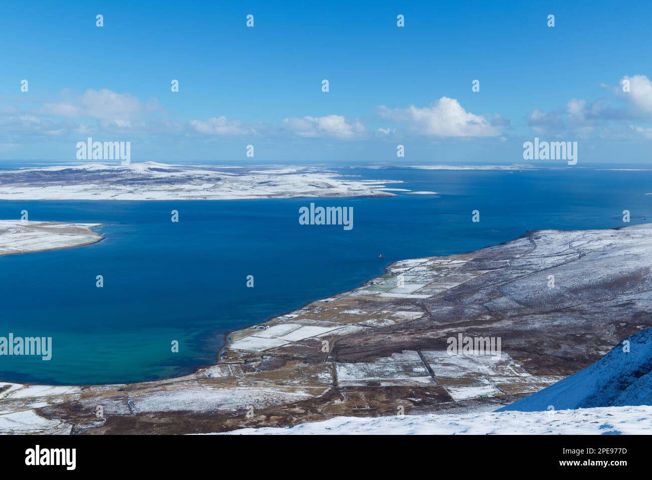 View from Ward Hill overlooking Bring Deeps and Scapa Flow, Orkney Islands Stock Photo